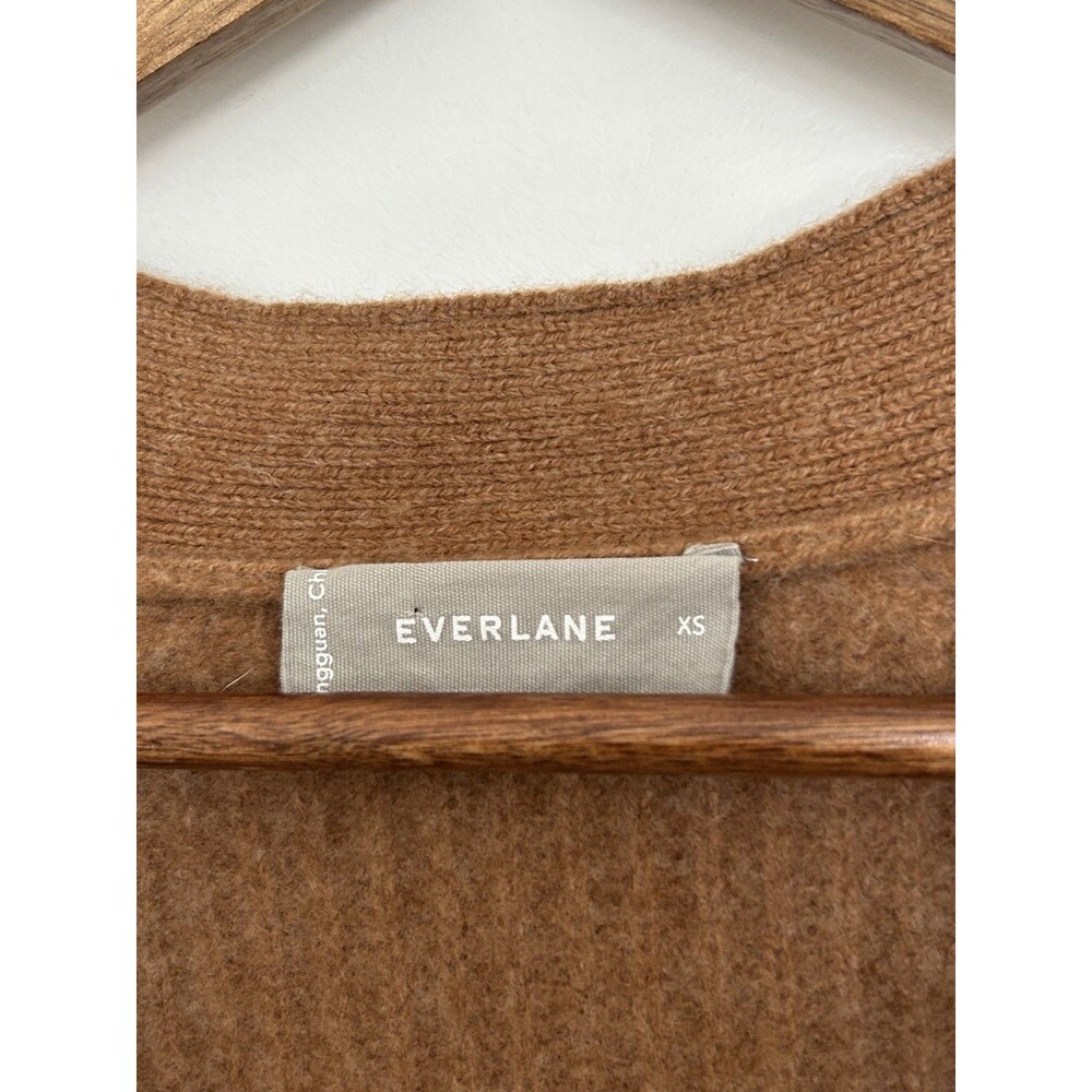 Everlane Womens Cardigan XS Felted Merino Sweater Chunky KNIT DEEP CAMEL COLOR - Picture 4 of 15